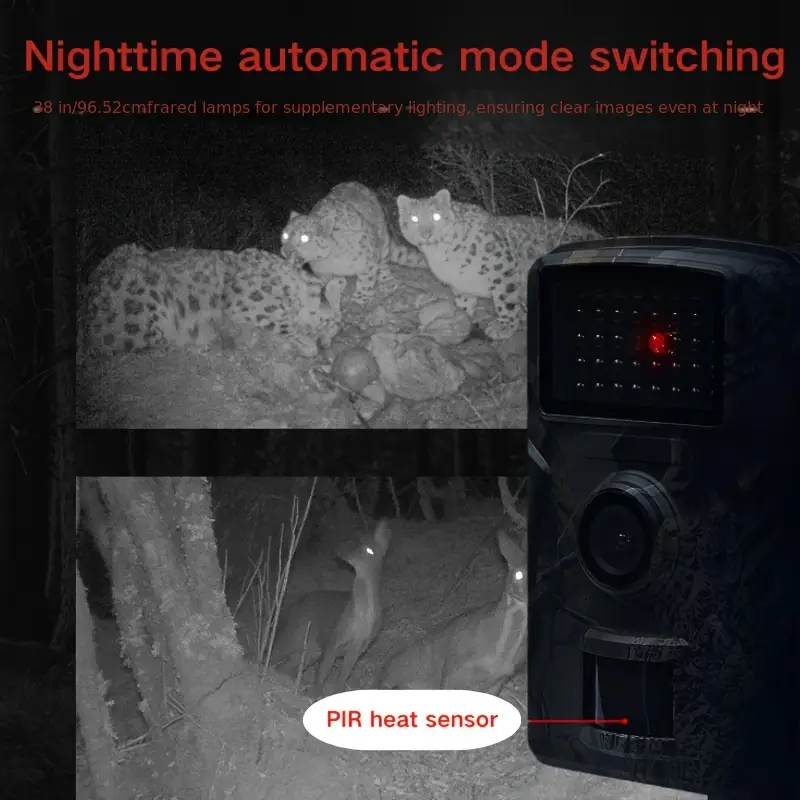 Hiking and hunting camera with night vision function, high-definition, 0.8s trigger, 120 ° wide-angle lens, used for outdoor camping, wildlife monitoring, home security monitoring, orchard monitoring (battery not included)