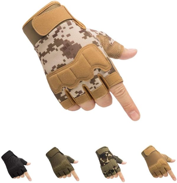 Tactical Fingerless Gloves with Knuckle Protection – Breathable Outdoor Gloves for Shooting, Hunting, Cycling, and Training