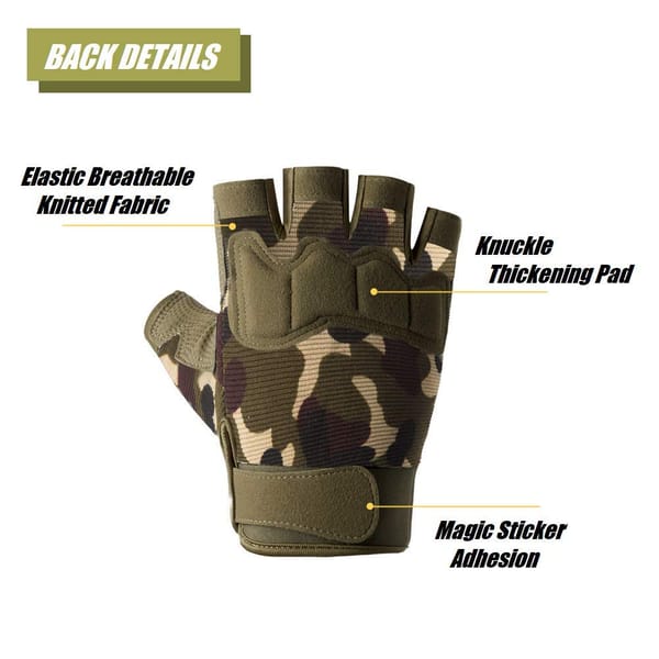Tactical Fingerless Gloves with Knuckle Protection – Breathable Outdoor Gloves for Shooting, Hunting, Cycling, and Training