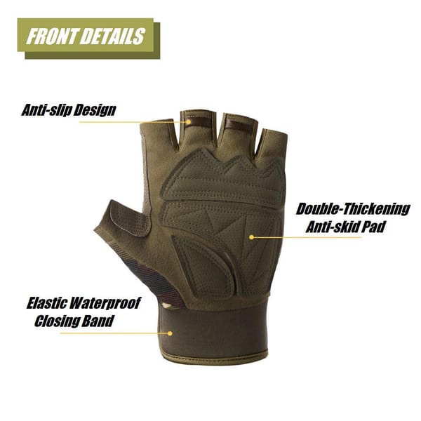 Tactical Fingerless Gloves with Knuckle Protection – Breathable Outdoor Gloves for Shooting, Hunting, Cycling, and Training