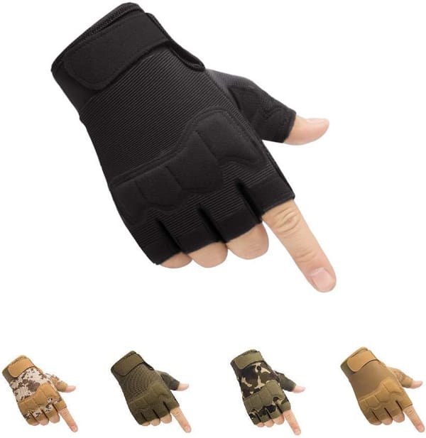 Tactical Fingerless Gloves with Knuckle Protection – Breathable Outdoor Gloves for Shooting, Hunting, Cycling, and Training
