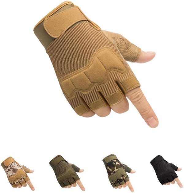 Tactical Fingerless Gloves with Knuckle Protection – Breathable Outdoor Gloves for Shooting, Hunting, Cycling, and Training