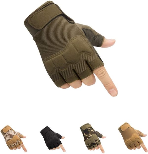 Tactical Fingerless Gloves with Knuckle Protection – Breathable Outdoor Gloves for Shooting, Hunting, Cycling, and Training