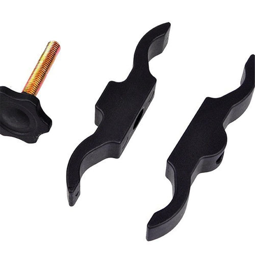 Two black quick-release scope/torch clip clamps, shown separately with threaded insert