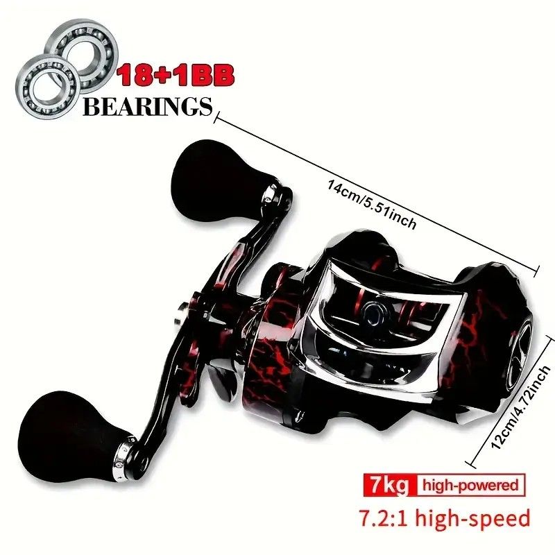 High Speed 18+1BB Baitcasting Reel, Dual Brake System, Max Drag 20lb - Ergonomic Handle, Stainless Steel Durable Spool - Ideal for Carp and Bass Fishing, Suitable for Saltwater and Freshwater, Angler's Choice | Smooth Black Finish(DW121R right hand)