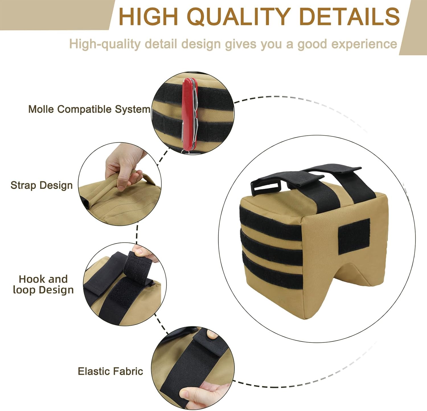 Front or Rear Squeeze Bag Shooting Range Bag Bench Bag with Strap for Shooting Hunting