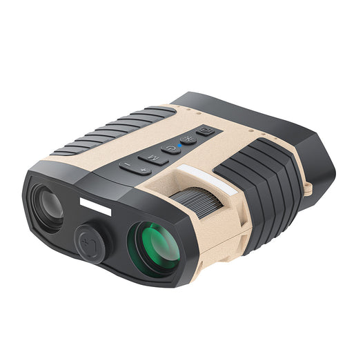 Beige night vision binoculars with infrared lens and top control buttons