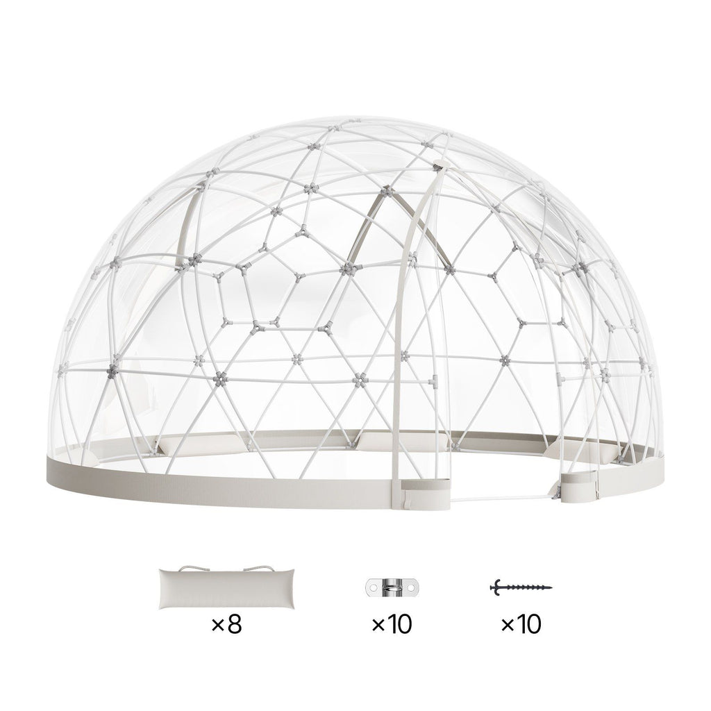 Garden Dome Tent, 3.6 x 2.2 m Outdoor Clear Bubble Tent for 4-7 Person, Weatherproof Geodesic Dome Greenhouse with Window, PVC Igloo Tents for Backyard Patios Camping Party Wedding